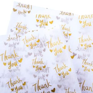 mr five 50 sheets white with metallic gold thank you tissue paper bulk,20″ x 14″,thank you tissue paper for packaging,gift bags,metallic gold tissue for graduation,birthday,thanksgiving