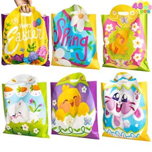 joyin 48 pcs easter gift pe bags 11.8″ x 11.8″, egg shaped pe easter gift goodie bags party treat bags for easter egg hunt, easter kids party favor supplies