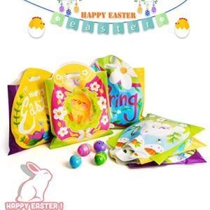 JOYIN 48 Pcs Easter Gift PE Bags 11.8" x 11.8", Egg Shaped PE Easter Gift Goodie Bags Party Treat Bags for Easter Egg Hunt, Easter Kids Party Favor Supplies