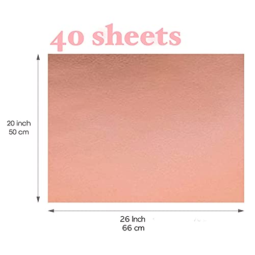 UNIQOOO 40 Sheets 20X26" Large Premium Metallic Tissue Gift Wrap Paper Bulk Rose Gold, Great for Gift Bag, Recyclable Gift Wrapping Accessory, Perfect for Wedding, Party, Art Craft Idea