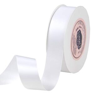vatin 1 inch double faced polyester satin ribbon white – 25 yard spool, perfect for wedding, wreath, baby shower,packing and other projects.