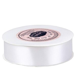 VATIN 1 inch Double Faced Polyester Satin Ribbon White - 25 Yard Spool, Perfect for Wedding, Wreath, Baby Shower,Packing and Other Projects.