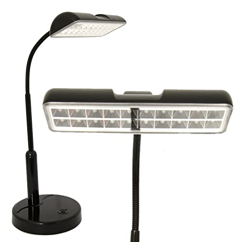 LIGHTACCENTS Battery Operated Lamp LED Desk Lamp - Cordless Lamp - Portable Office Desk Lamp Table Lamp Super Bright LED's with Adjustable Metal Neck, Use with Batteries or Included AC Adaptor(Black)