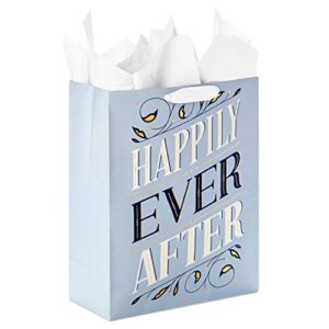 hallmark 15″ extra large gift bag with tissue paper (“happily ever after”) for weddings, engagements, bridal showers, vow renewals