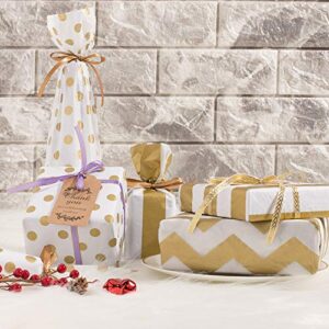 Whaline Metallic Tissue Paper 20" x 28" Big Size Gift Wrap Paper Bulk Gift Wrapping Accessory Wrap for Christmas, Birthday, DIY and Craft, Gift Bags (Gold)