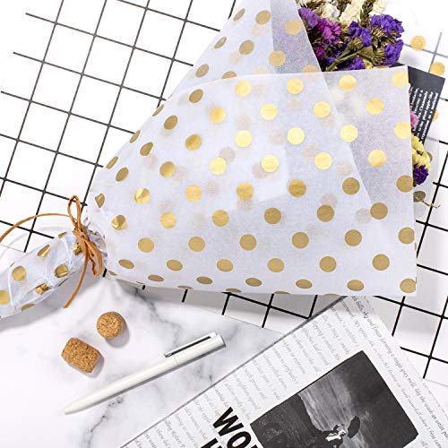 Whaline Metallic Tissue Paper 20" x 28" Big Size Gift Wrap Paper Bulk Gift Wrapping Accessory Wrap for Christmas, Birthday, DIY and Craft, Gift Bags (Gold)