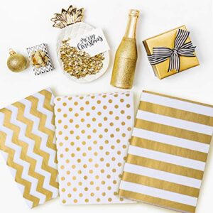 Whaline Metallic Tissue Paper 20" x 28" Big Size Gift Wrap Paper Bulk Gift Wrapping Accessory Wrap for Christmas, Birthday, DIY and Craft, Gift Bags (Gold)