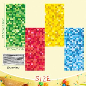 120 Pieces Pixel Party Favor Bags Pixel Treat Bags Pixel Goody Bags with Twist Ties Pixel Candy Bags Game Party Gift Bags for Pixel Theme Birthday Party Favors Supplies