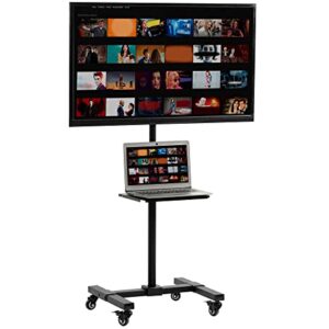 VIVO Mobile TV Cart for 13 to 50 inch Screens up to 44 lbs, LCD LED OLED 4K Smart Flat, Curved Monitor Panels, Rolling Stand, DVD Shelf, Wheels, Max VESA 200x200, Black, STAND-TV07W-S