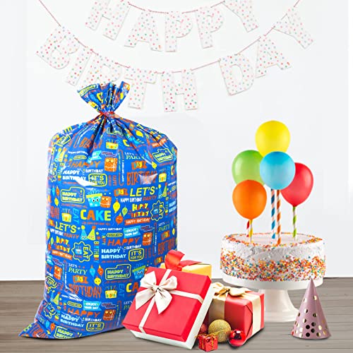 Lager Plastic Gift Bags(36x56inch),2 Pieces Jumbo Present Bags with Patterns of Spotted Balloons and Letters,Reusable Giant Wrap Bags for Baby Shower, Birthday, Party, Wedding, Christmas