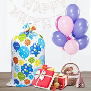 Lager Plastic Gift Bags(36x56inch),2 Pieces Jumbo Present Bags with Patterns of Spotted Balloons and Letters,Reusable Giant Wrap Bags for Baby Shower, Birthday, Party, Wedding, Christmas