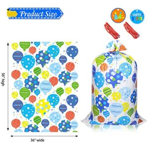 Lager Plastic Gift Bags(36x56inch),2 Pieces Jumbo Present Bags with Patterns of Spotted Balloons and Letters,Reusable Giant Wrap Bags for Baby Shower, Birthday, Party, Wedding, Christmas