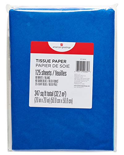 American Greetings Bulk Blue and White Tissue Paper for Birthdays, Easter, Mother's Day, Father's Day, Graduation and All Occasions (125-Sheets)