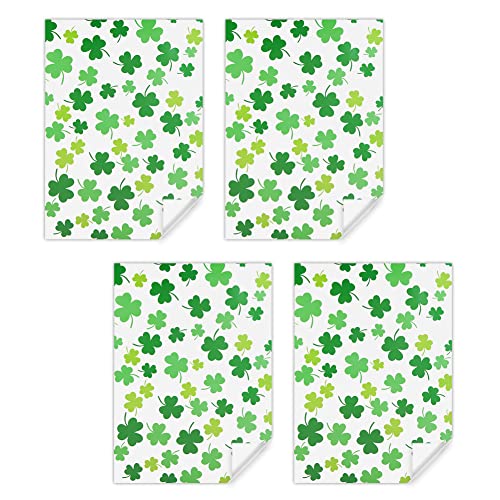 Green Clover Wrapping Paper On White Gift Wrapping Paper 4 Sheets Folded Flat 20x30 Inches Per Sheet, Gift Wrap for St. Patrick's Day,Wedding, Birthday, Bridal Showers, Mother's Day, Valentine's Day Holiday Christening and More Occasion