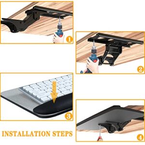 Keyboard Tray Under Desk, Adjustable 360 Ergonomic Slide-Out Keyboard Mouse Tray, Computer Table Keyboard Platform Drawer for Typing Workstation, 25.2" W x 9.5" D