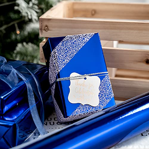 RUSPEPA Royal Blue Metallic Wrapping Paper - Solid Color Paper Perfect for Wedding, Birthday, Christmas, Baby Shower - 17 Inches X 32.8 Feet