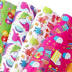 u’cover birthday gift wrapping paper sets happy birthday greetings theme 4 styles mixed gift wrap papers for gifts box wrapped decor for girls boys kids baby shower women 10 folded sheets 20 * 29inch