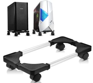 zagana pc stand-desktop stand with 4 rotating wheels | computer tower stand with adjustable size, mobile cpu stand fits home and office