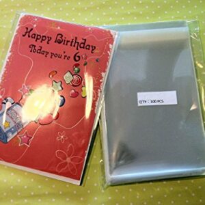 UNIQUEPACKING 100 Pcs 5 7/16 X 7 1/4 Clear A7+ Card Resealable Cello/Cellophane Bags Good for 5x7 Card Item (Fit A7, 5x7 Card w/Envelope)