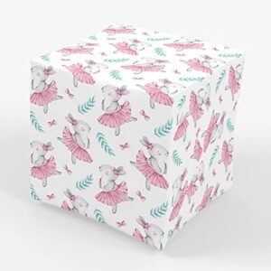 stesha party ballet bunny gift wrapping paper – folded flat 30 x 20 inch (3 sheets)