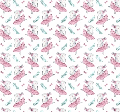 Stesha Party Ballet Bunny Gift Wrapping Paper - Folded Flat 30 x 20 Inch (3 Sheets)