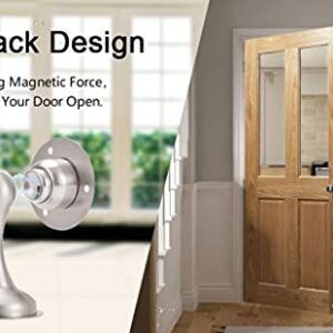 Magnetic Door Stop 6 Pack Magnetic Door Stopper Brushed Nickel No Need to Drill Magnetic Door Stops Stainless Steel Magnetic Door Holder Soft-Catch Magnet Door Stopper Hold Door Open