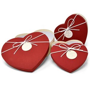 Valentine's Day Heart Shaped Gift Boxes 3 Pack Red and Off White Valentine Hearts Treat Box with Lids & Ribbon Bow Valentines Nesting Cookie Box for Gift Giving Holiday Decorative Present Wrapping