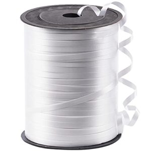 partywoo white ribbon, 500 yard curling ribbon for crafts, white ribbon for gift wrapping, ribbon for balloons string, hair, florist flower christmas (1 roll)