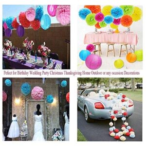 Paper Pom Poms - 15 pcs of 10, 12, 14 Inch - Paper Flowers - Perfect for Wedding Decor - Birthday Celebration - Wedding Party and Outdoor Decoration