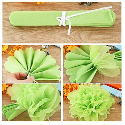 Paper Pom Poms - 15 pcs of 10, 12, 14 Inch - Paper Flowers - Perfect for Wedding Decor - Birthday Celebration - Wedding Party and Outdoor Decoration