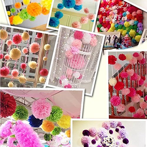 Paper Pom Poms - 15 pcs of 10, 12, 14 Inch - Paper Flowers - Perfect for Wedding Decor - Birthday Celebration - Wedding Party and Outdoor Decoration