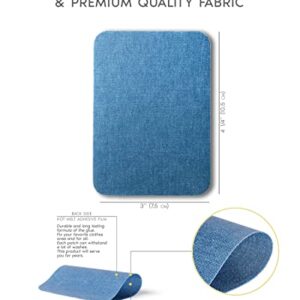 ZEFFFKA Premium Quality Denim Iron-on Jean Patches Inside & Outside Strongest Glue 100% Cotton Assorted Shades of Blue Repair Decorating Kit 12 Pieces Size 3" by 4-1/4" (7.5 cm x 10.5 cm)