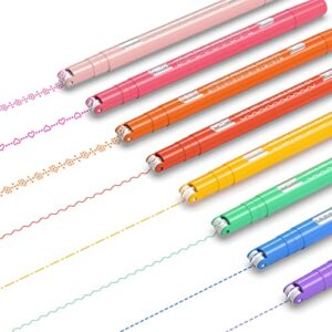 aechy colored curve pens for note taking, dual tip markers with 5 different curve shapes & 8 colors fine lines, curve highlighter pen set for kids journaling scrapbook note taking supplies(rainbow)