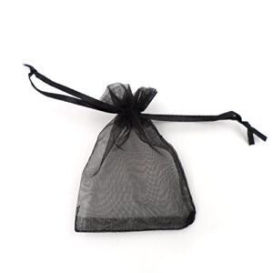 atcg 100pcs 3×4 inches drawstring organza pouches wedding party jewelry favor gift candy bags (black)