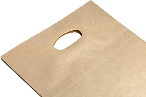PTP BAGS Natural 11" x 6" x 11" Die Cut Tote Bags [Pack of 500] Kraft Paper Gift, Food Service Bags