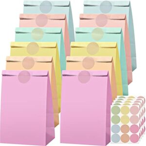 60 pack pastel paper gift bags with 60 dot labels 5.1 x 3.2 x 9.5 inch party favor bags assorted pastel stickers pastel goodie bags paper treat bags for birthday baby shower wedding anniversary supply