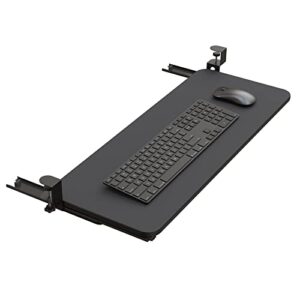 keyboard tray under desk, pull out desk extender with extra sturdy c clamp mount system, 25 (30 including clamps) x 9.8 inch slide-out platform computer drawer for home or office, black