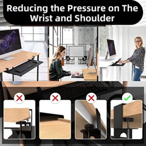 Keyboard Tray Under Desk, Pull Out Desk Extender with Extra Sturdy C Clamp Mount System, 25 (30 Including Clamps) x 9.8 inch Slide-Out Platform Computer Drawer for Home or Office, Black