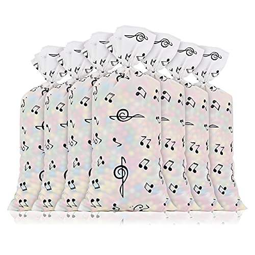 Lecpeting 100 Pcs Music Notes Treat Bags Music Cellophane Candy Bags Plastic Goodie Storage Bags Musical Party Favor Bags with Twist Ties for Music Theme Birthday Party Supplies