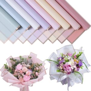 xichen 24 counts /8 colors gold edge flower wrapping paper,florist bouquet supplies,diy crafts,gift packaging or gift box packaging, waterproof floral wrapping paper 22.8 * 22.8inch (light color)