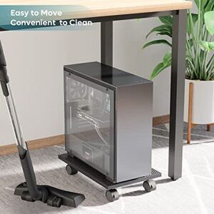 Bestier CPU Stand Computer Tower Stand Cart Floor PC Stand CPU Holder with 4 Caster Wheels Under Desk (Black Carbon Fiber)