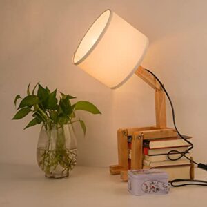 ELINKUME Cute Desk Lamp,Unique Table Lamps,Wood Bedside Table Lamp Fun Funky Person Lamp Wooden Robot Cute Lamps for Bedrooms