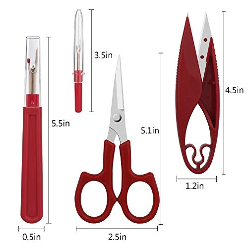 Sewing Seam Ripper Tool,High Quality Stitch Remover and Thread Cutter with 2Big+2Small Seam Rippers,1 Pack Thread Snips,1Pack 5”Scissor