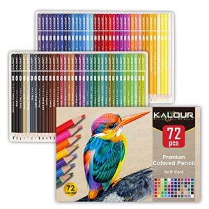 kalour 72 count colored pencils for adult coloring books, soft core,ideal for drawing blending shading,color pencils set gift for adults kids beginners