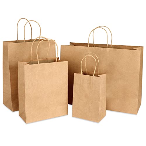 Moretoes 40pcs Brown Paper Bags with Handles Assorted Size Gift Bags, Kraft Paper Bags, Paper Shopping Bags, Craft Bags, Merchandise Bags