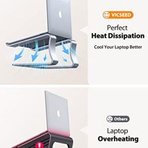 VICSEED 𝗨𝗽𝗴𝗿𝗮𝗱𝗲 [Large Laptops Friendly] Laptop Stand, Ergonomic Notebook Stand, Aluminum Adjustable Laptop Stand for Desk for MacBook Air/Pro, Acer, Dell, HP, Lenovo All 10-18 inch Laptops