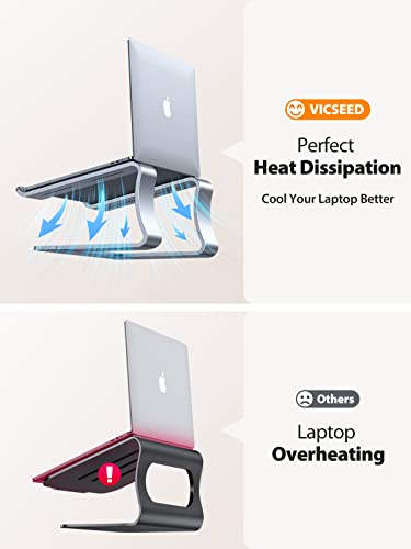 VICSEED 𝗨𝗽𝗴𝗿𝗮𝗱𝗲 [Large Laptops Friendly] Laptop Stand, Ergonomic Notebook Stand, Aluminum Adjustable Laptop Stand for Desk for MacBook Air/Pro, Acer, Dell, HP, Lenovo All 10-18 inch Laptops