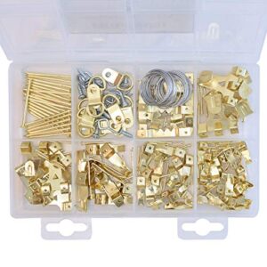 Assorted Picture Hanging Kit | 220 Piece Assortment with Wire, Picture Hangers, Hooks, Nails and Hardware for Frames