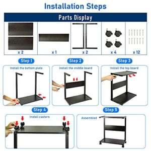 Liitrton Computer Tower Stand, PC Stand 2-Tier CPU Stand with Lockable Wheels Under Desk Fits Most PC (Black Iron Frame)