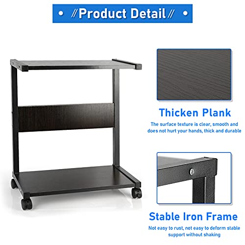 Liitrton Computer Tower Stand, PC Stand 2-Tier CPU Stand with Lockable Wheels Under Desk Fits Most PC (Black Iron Frame)
